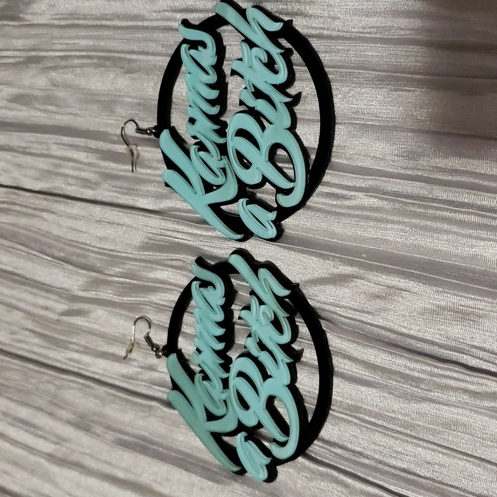 New Glow in the Dark Karmas a Bitch Earrings